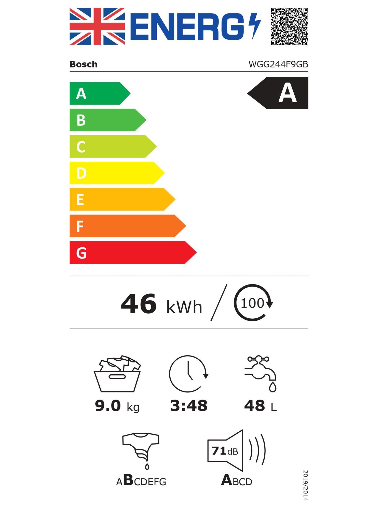 Bosch Series 6 WGG244F9GB Freestanding Washing Machine, 9kg Load, 1400rpm Spin, White Intelligent Dosing System i-DOS - Image 10