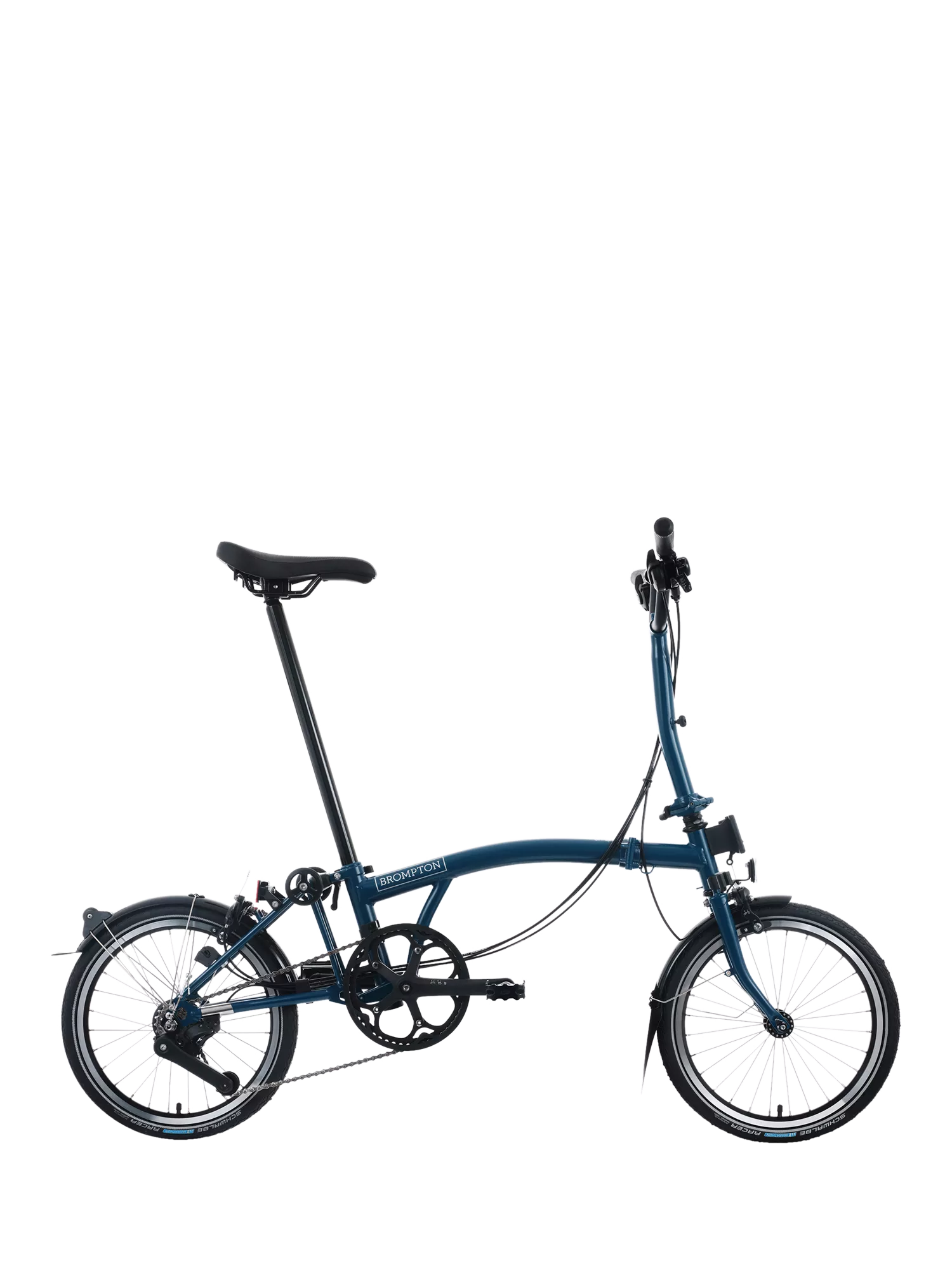 Ocean Blue Brompton C Line Folding Bike with 12 Speeds and Mid Handlebar