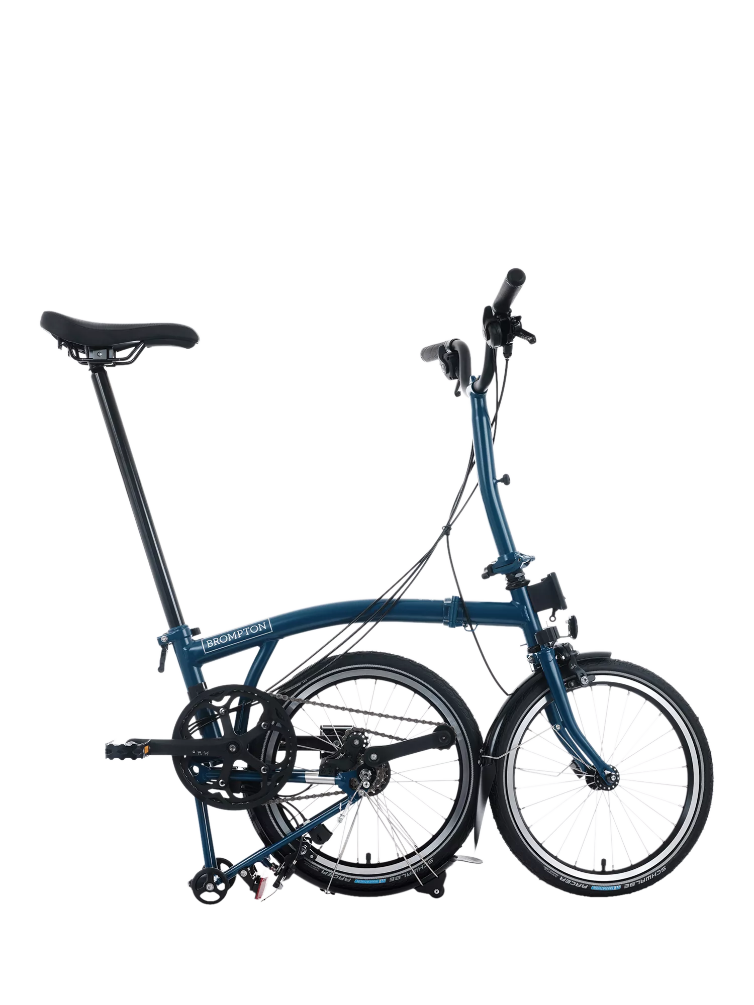 Ocean Blue Brompton C Line Folding Bike with 12 Speeds and Mid Handlebar