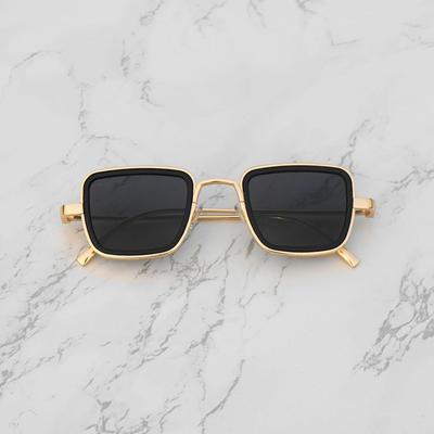 Black and Gold Retro Square Sunglasses For Men And Women-SunglassesCarts