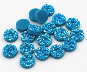 8mm Turquoise Blue Druzy Cabochons
