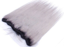 Load image into Gallery viewer, Luxury Silky Straight Brazilian Dark Roots Grey 13x4 Lace Frontal 13x4 Virgin Hair 7A
