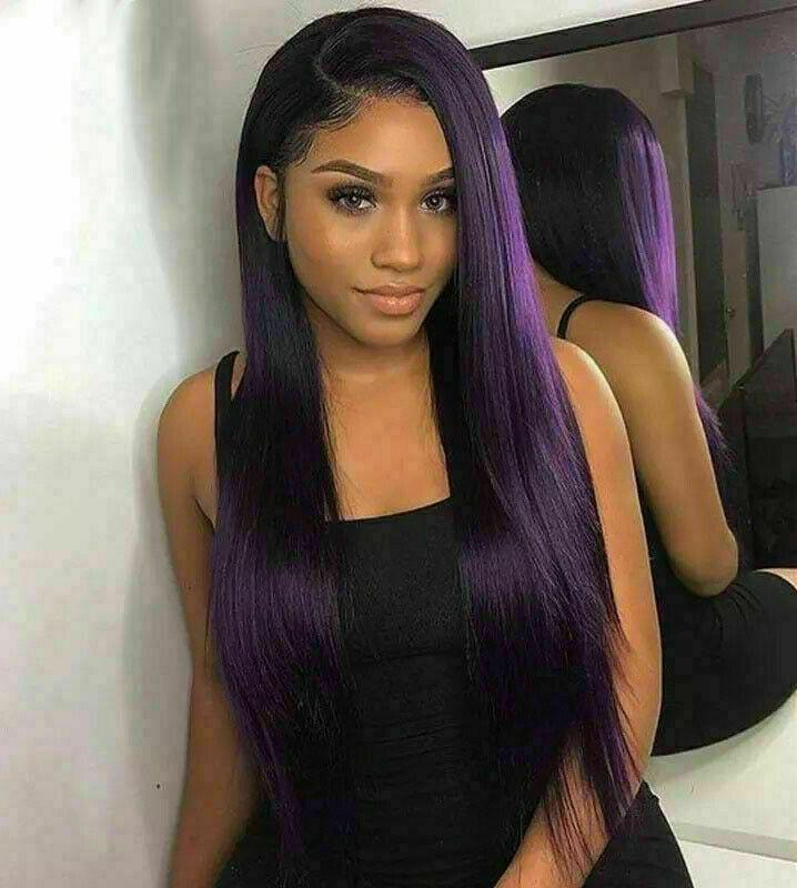 Luxury Remy Dark Purple Straight 100% Human Hair Swiss 13x4 Lace Front –  Dolly Luxury Hair