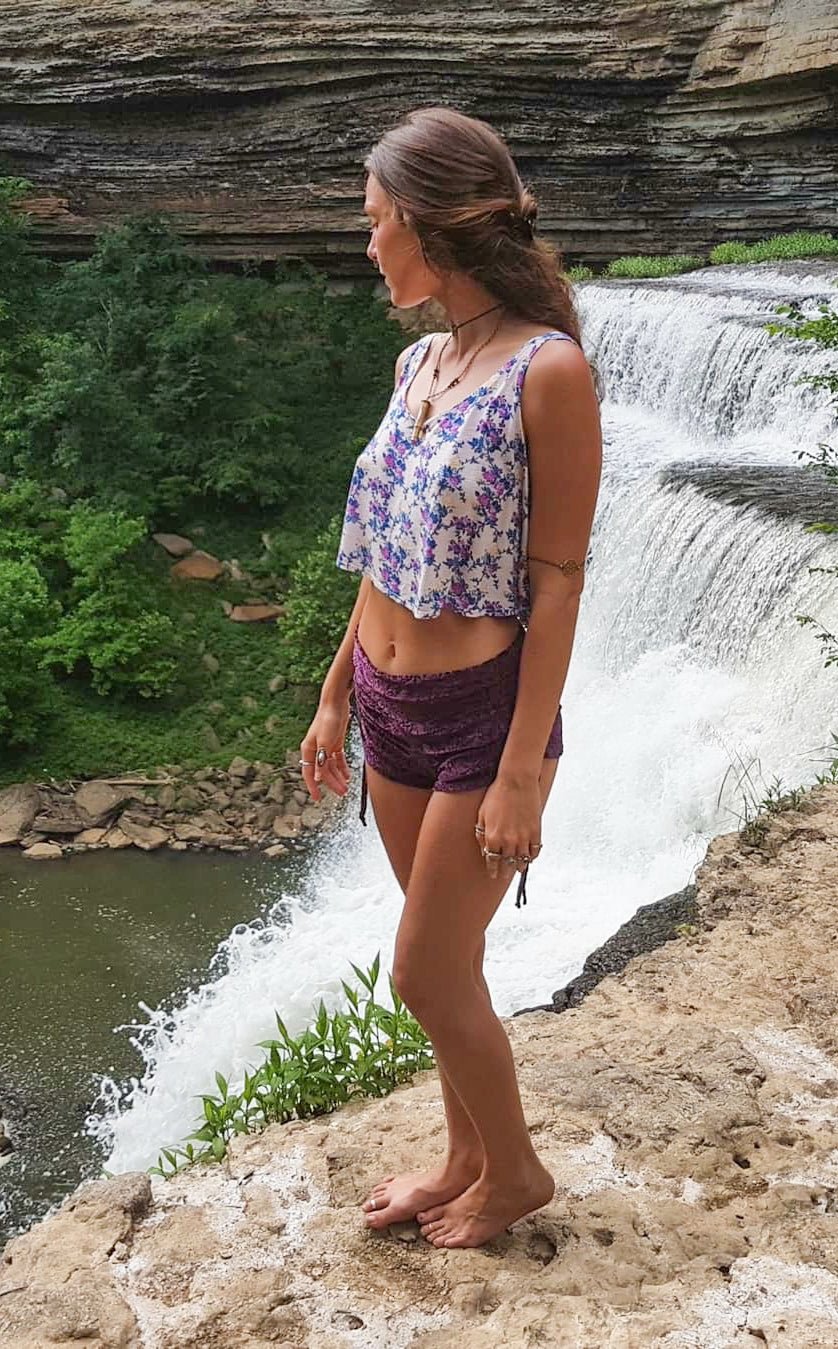 Maroon Burnout Velvet Cowgirl Shorts