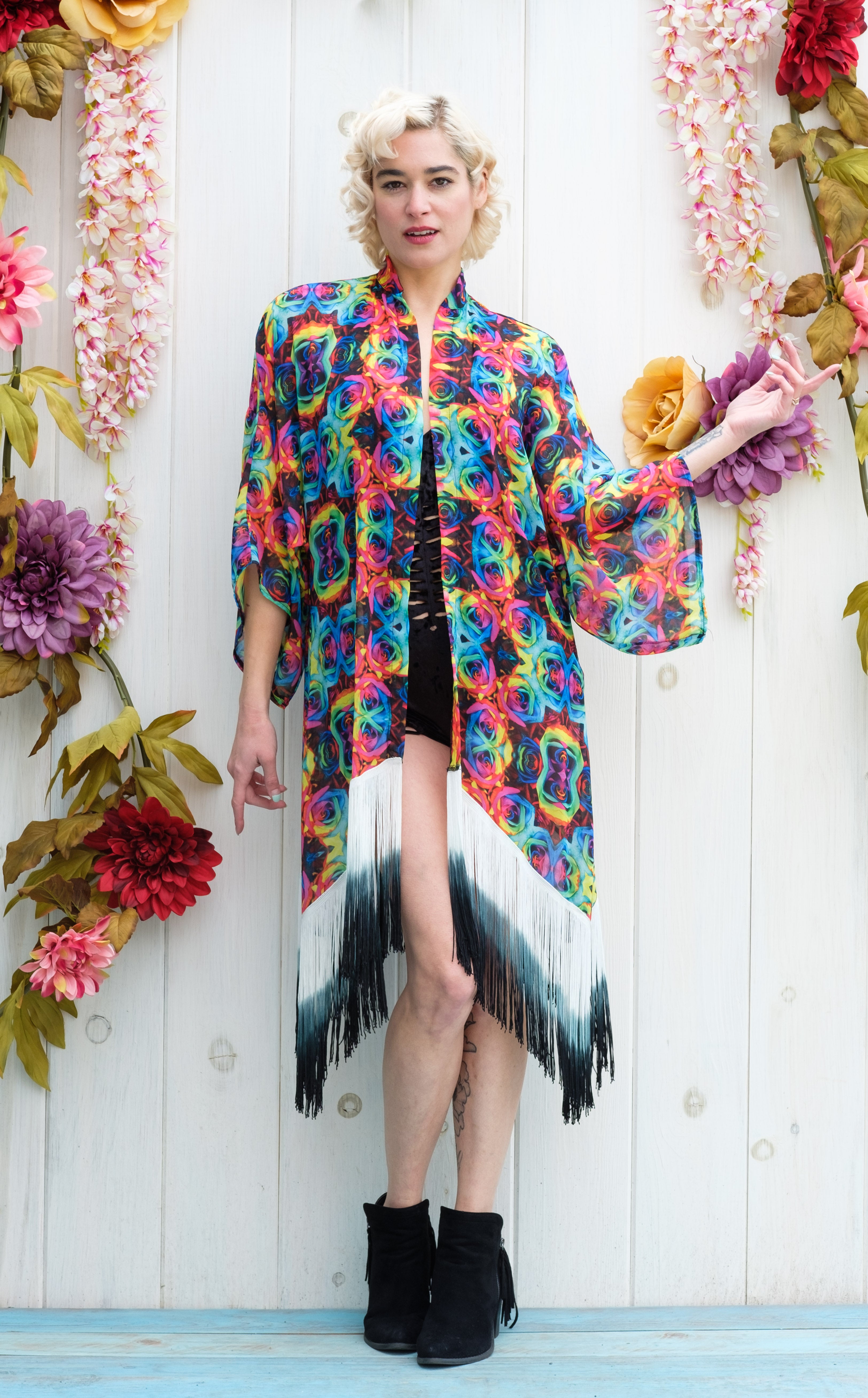 Tie Dye Roses Kimono - Jammin Warrior Collective