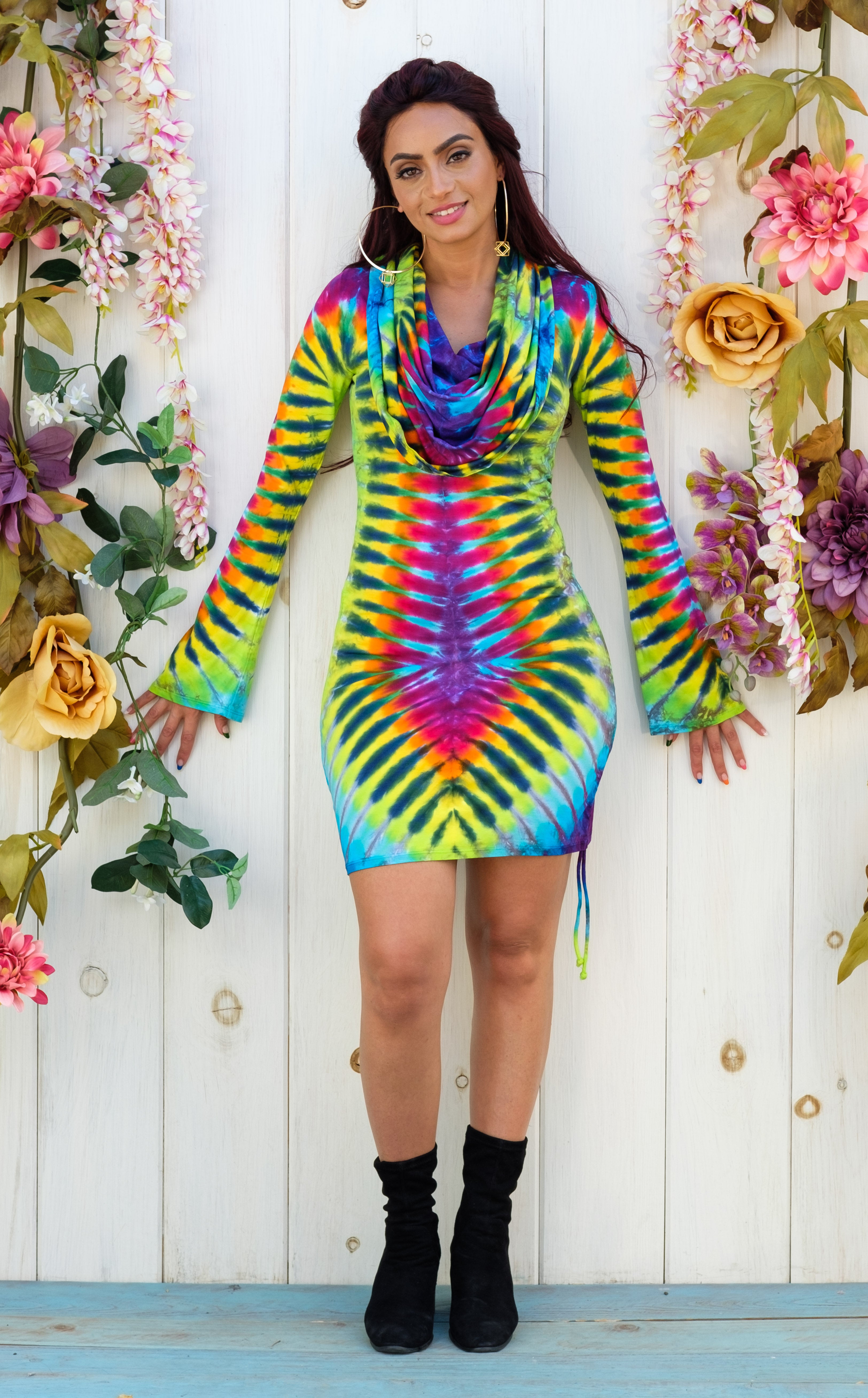 Tie Dye Long Sleeved Huntress Cinch Dress