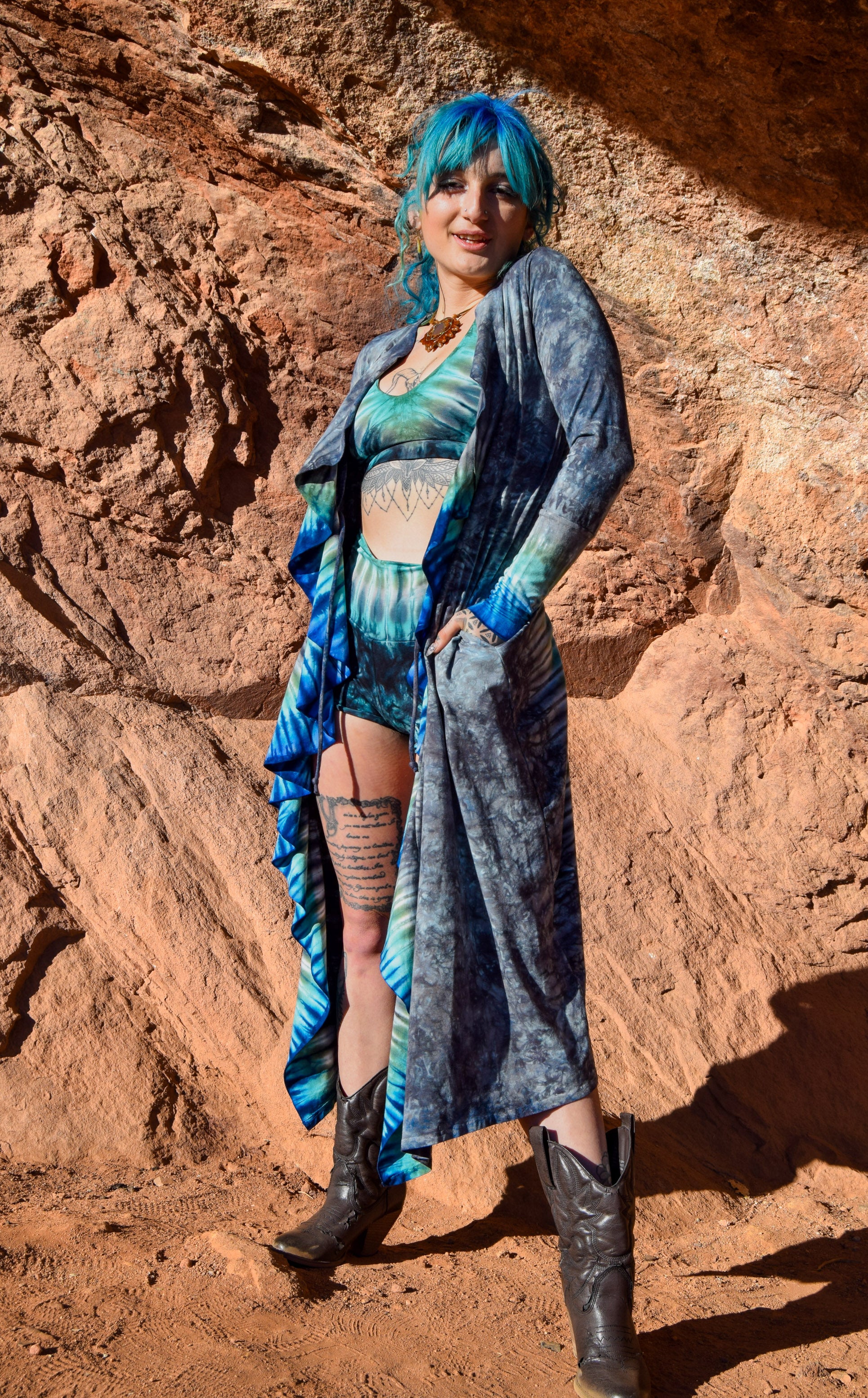 Tie Dye Waterfall Duster