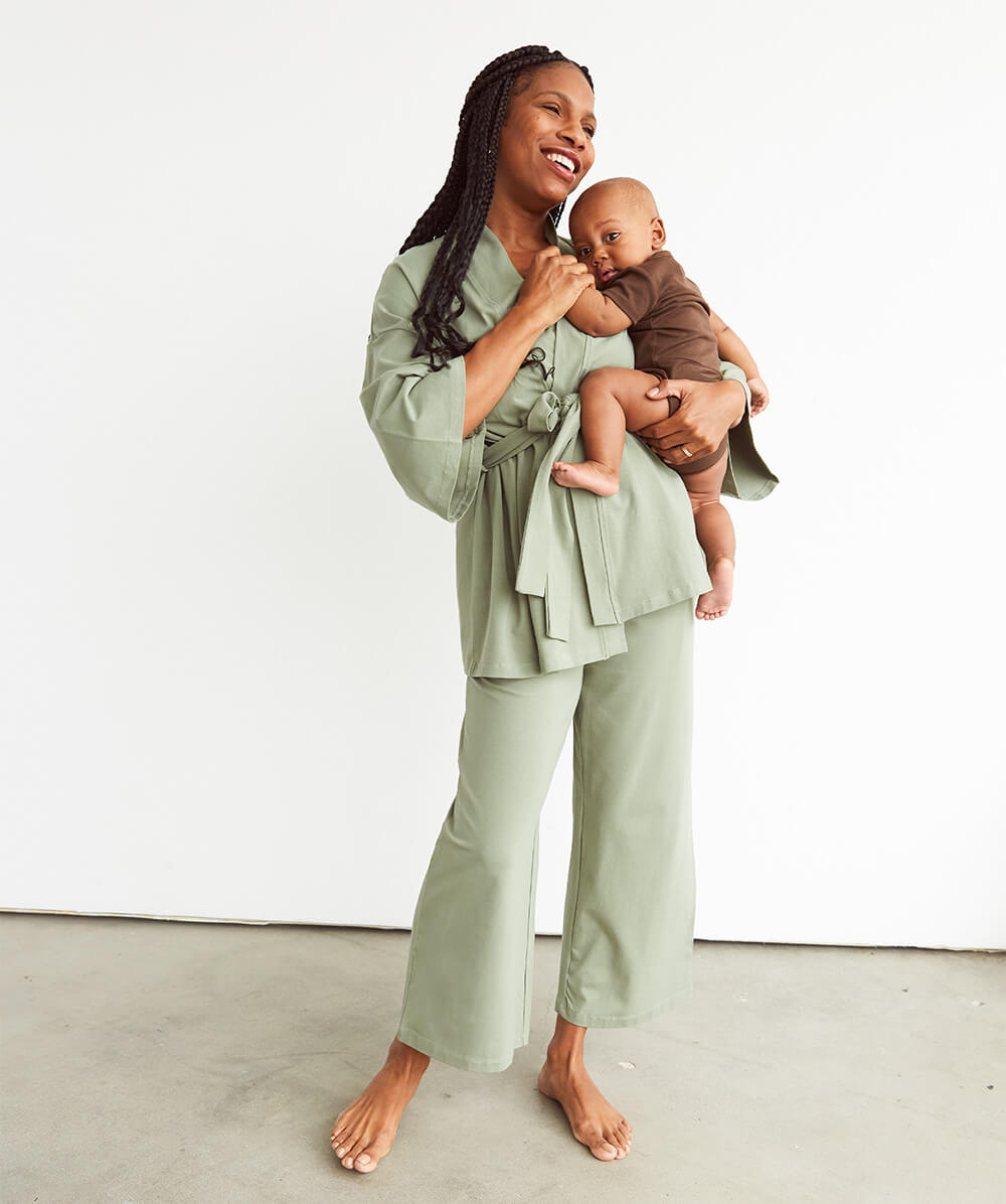WBQ Womens Maternity Nursing Pajama Set Long Sleeves Pregnancy Sleepwear  Breastfeeding Loungewear with Adjustable Pants