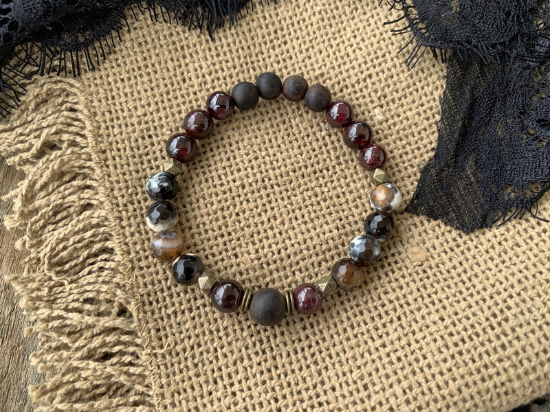 Winona Bundle: Brown Agate, Red Garnet, and Ebony Wood - The Crow's Court