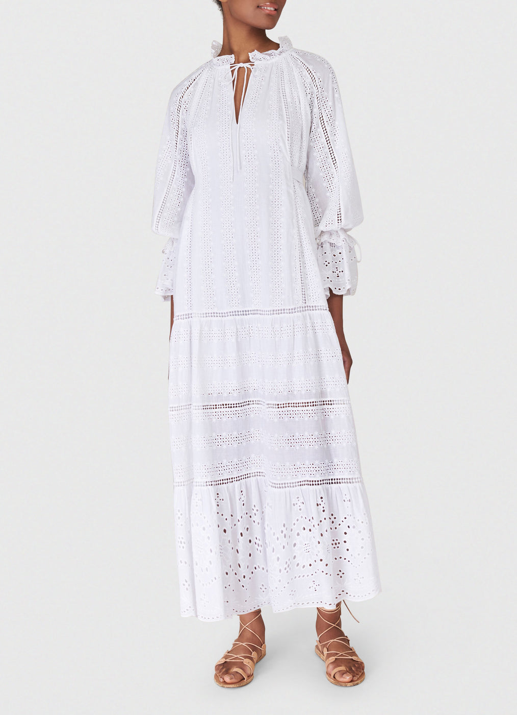 Pia White Cotton Maxi Dress – Beulah London