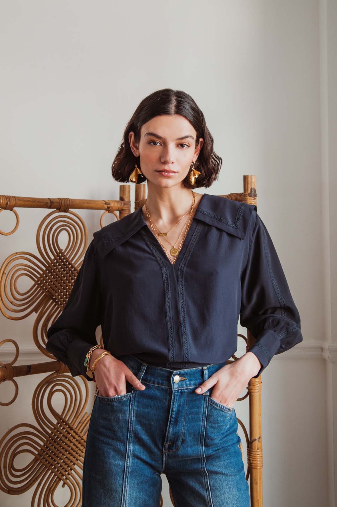 Navy Vera Blouse