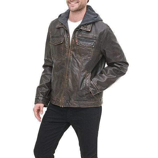 LEVI STRAUSS & CO - Faux Leather Sherpa Lined Trucker Hooded Jacket –  Brands and Beyond