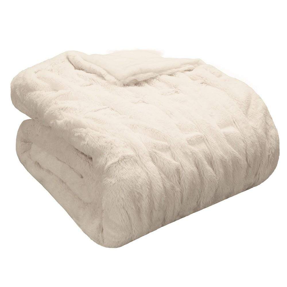 Madison Park Bed & Bath ivory Madison Park - Long Fur Knitted Ivory Throw