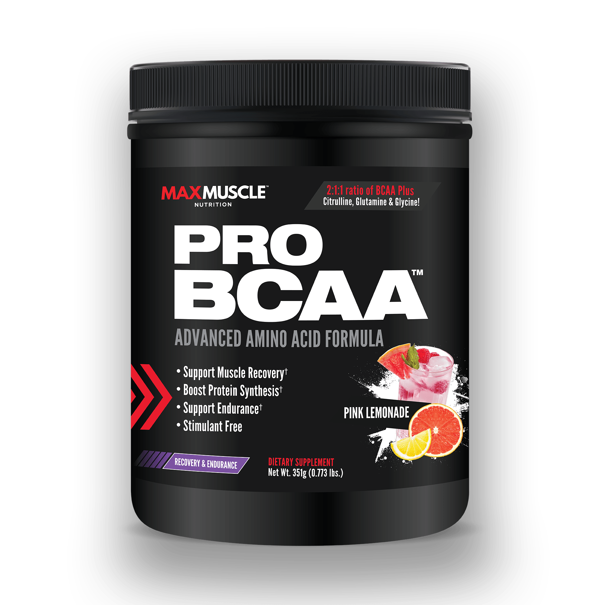 MACMUSCLE 2:1:1 ratio of BCAA Plus NUTRITION Bitrulline,lutamine Glycine! T A LTI * Boost Protein Synthesist T AT TN o TR Net Wt. 351g 0.7 Ibs 