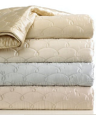 Barbara Barry Bedding Dream Pearls Silk Gray Blue Mist Quilted