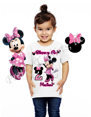 Minnie custom birthday shirt with name and age on it