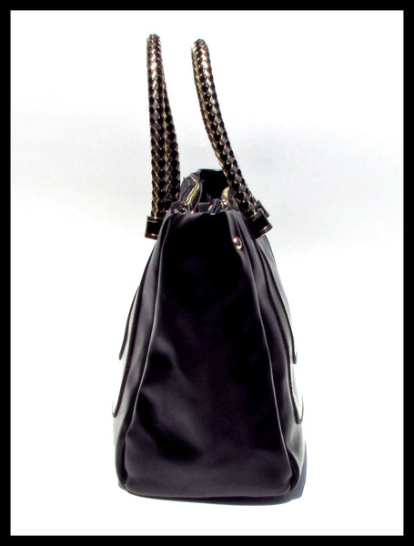 Black Handbag with Woven Handle | Shop 2 Chic