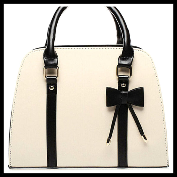 Off-White/Black Bow Handbag | Shop 2 Chic