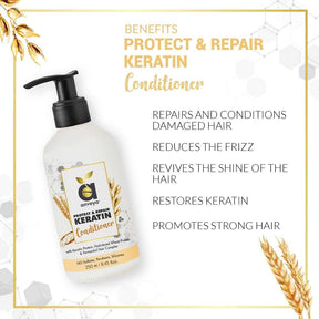 Acne, Pigmentation & Treated Hair Care Kit: Tea Tree Oil + Protect & Repair Keratin Combo: Shampoo, Conditioner & Serum