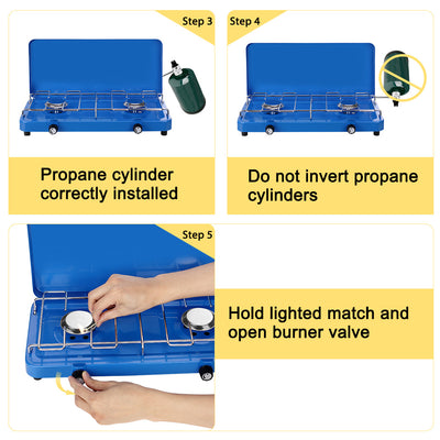 CAMPLUX Camping Stove 2 Burner Gas Portable Propane BBQ Supply Cooker