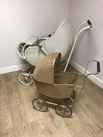 Lloyd Loom vintage doll pram