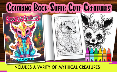Coloring mystical creatures cute coloing book.  Ages 12-18, Adult coloring book, Fantasy coloing book