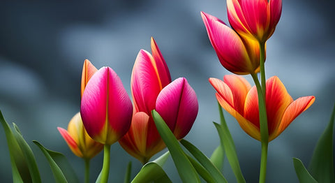 Ai generated photo of tulips in a storm