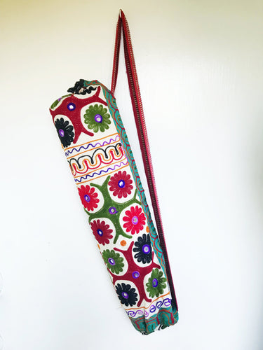 Handmade Indian Mandala Yoga Mat Bag Embroidered Vintage Boho Colorful –  ZEBA Designs