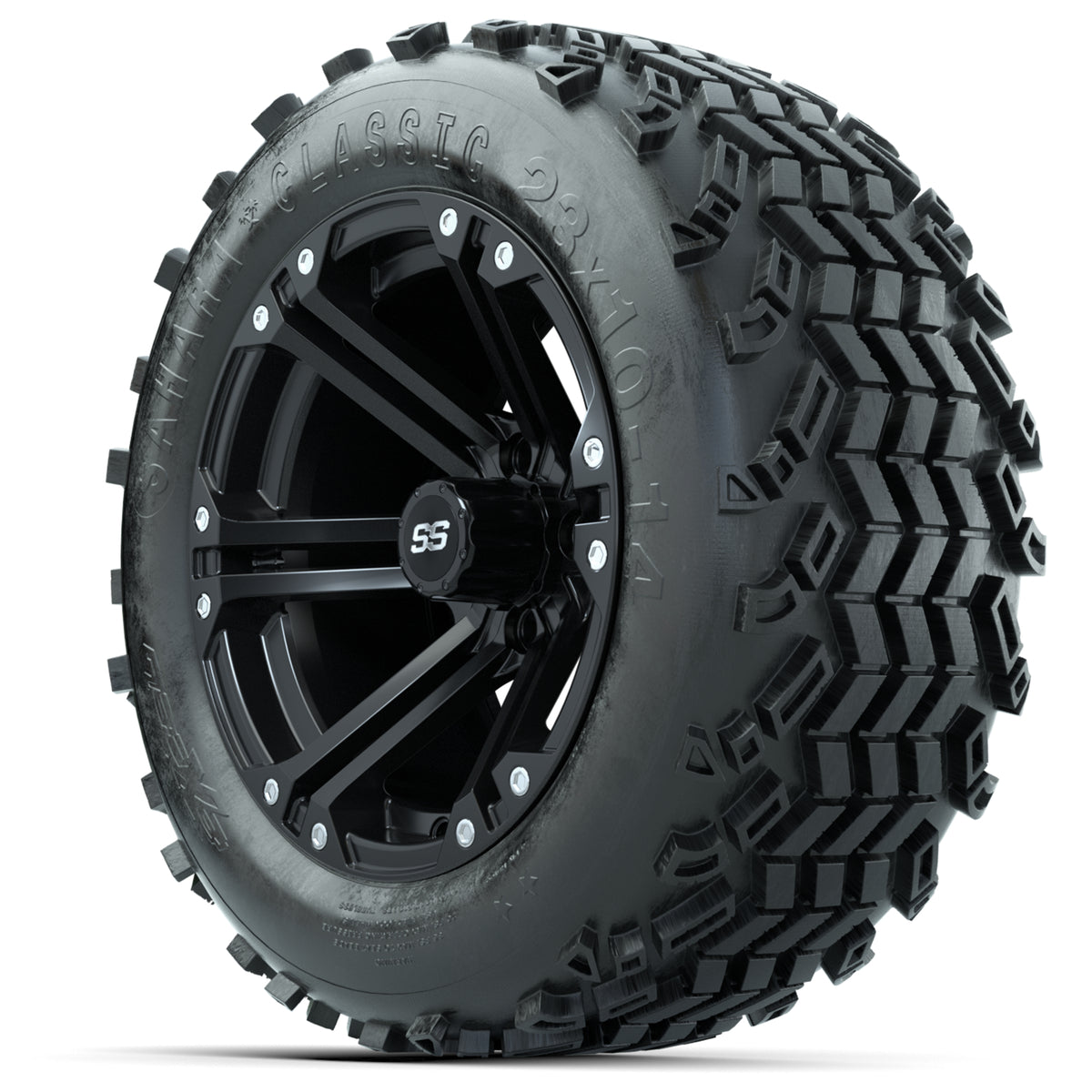 14-inch GTW Matte Black Specter Wheels with 23" Sahara Classic All-Terrain Tires (Set of 4)
