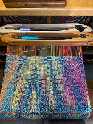 Double weave sample woen on loom with two shutttles