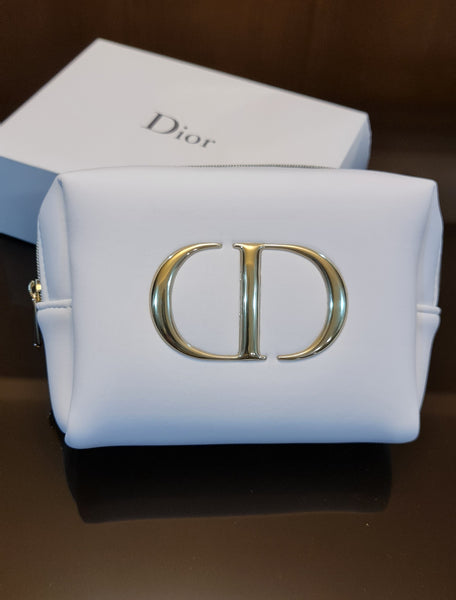 white dior makeup bag