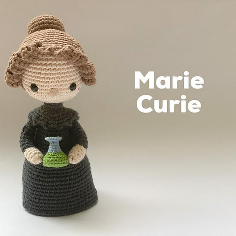 marie curie crocheted doll