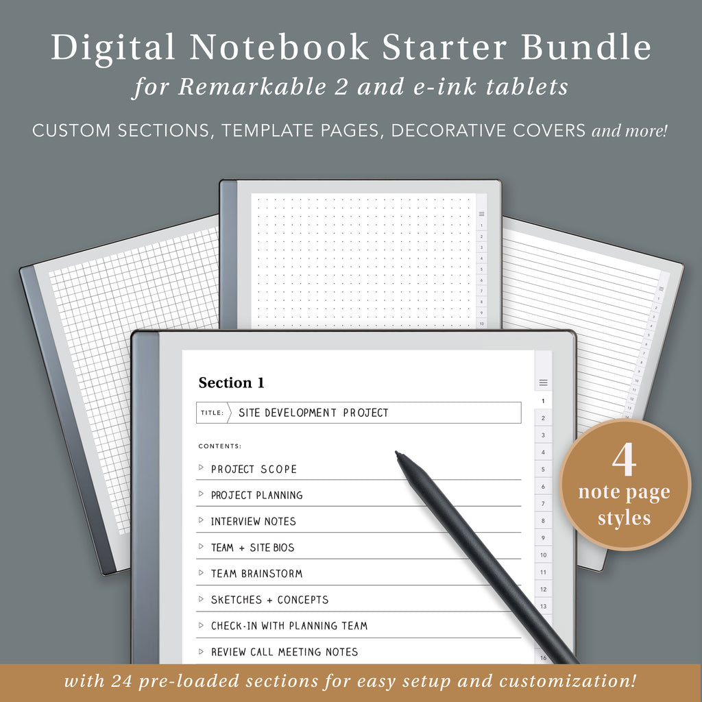 Remarkable 2 Minimalist Bundle 2024 Digital Planner / Journal / Meetings /  Notes digital Download 