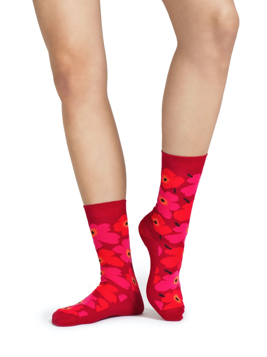 Marimekko Heita Unikko Socks Red | Cloudberry Living