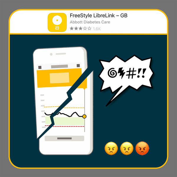 FreeStyle LibreLink app image showing broken screen on app