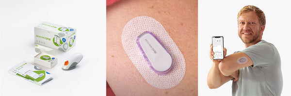 Images of Dexcom ONE CGM.