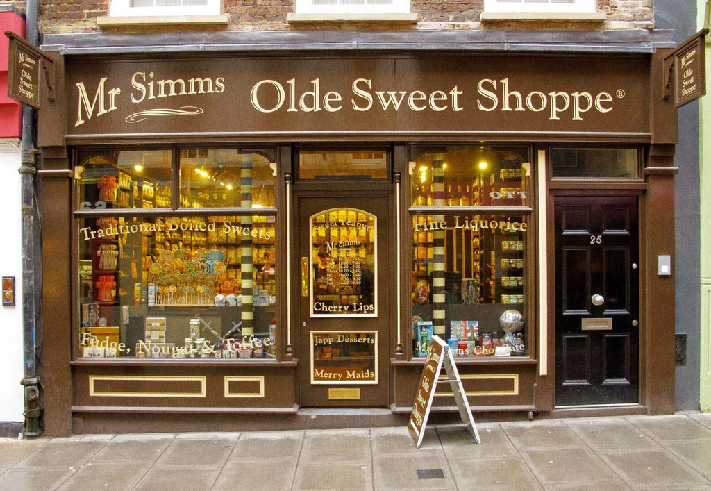 Mr Simms Sweet Shope, image of front of shop.