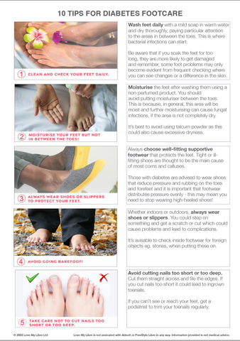Top 10 Tips for Diabetes Footcare. Page 1 of 2.