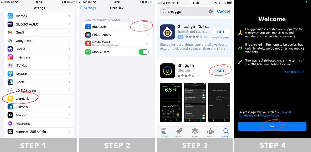 Instruction for installing Shuggah app on Apple Watch. Row A.