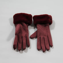 Load image into Gallery viewer, Glove - Faux Fur Vegan Suede - Deep Red
