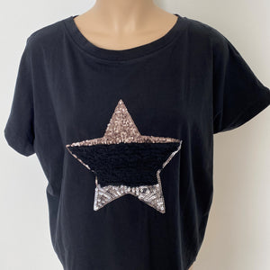 Top-T2051-Notte-Star Tee Shirt-Black