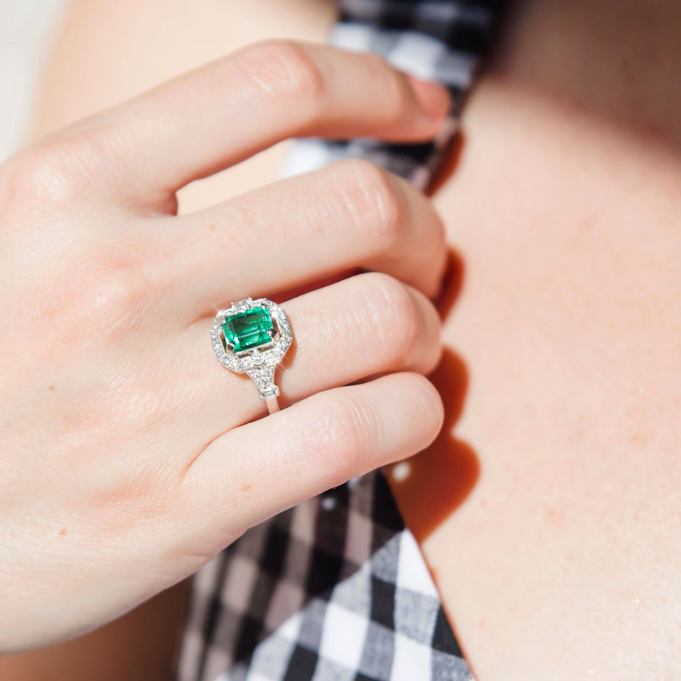 2.04 Carat Emerald Cut Green Emerald and Diamond Platinum Ring ...