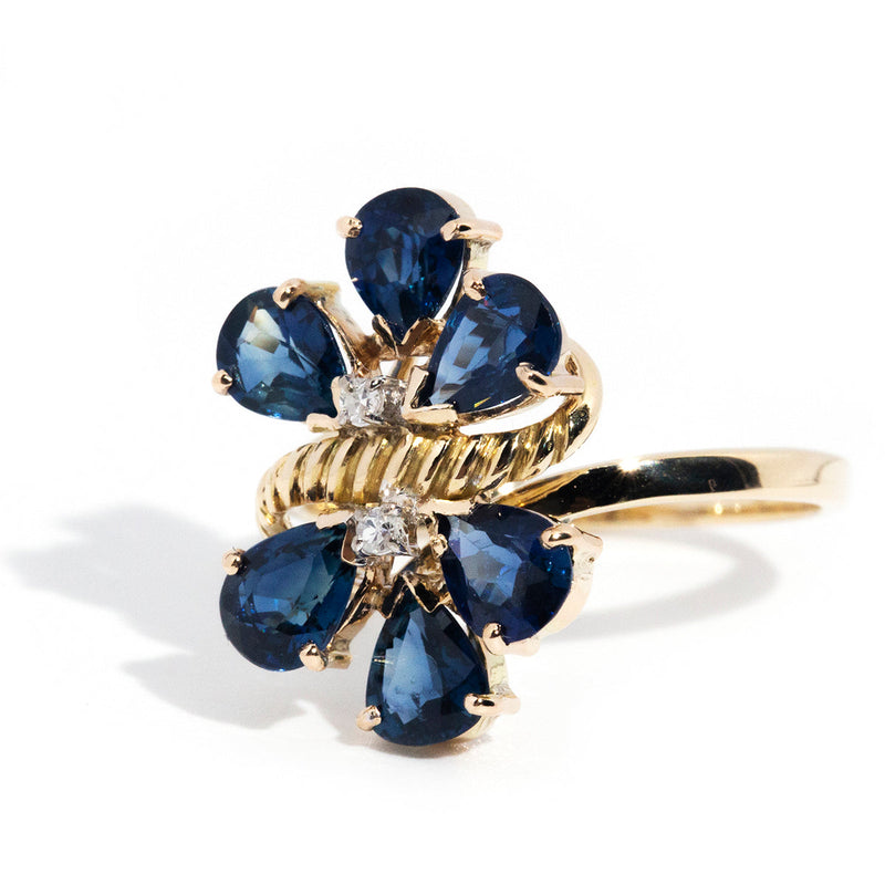 Rae 14ct Gold Diamond & Sapphire Cluster Ring* OB Rings Imperial Jewellery 