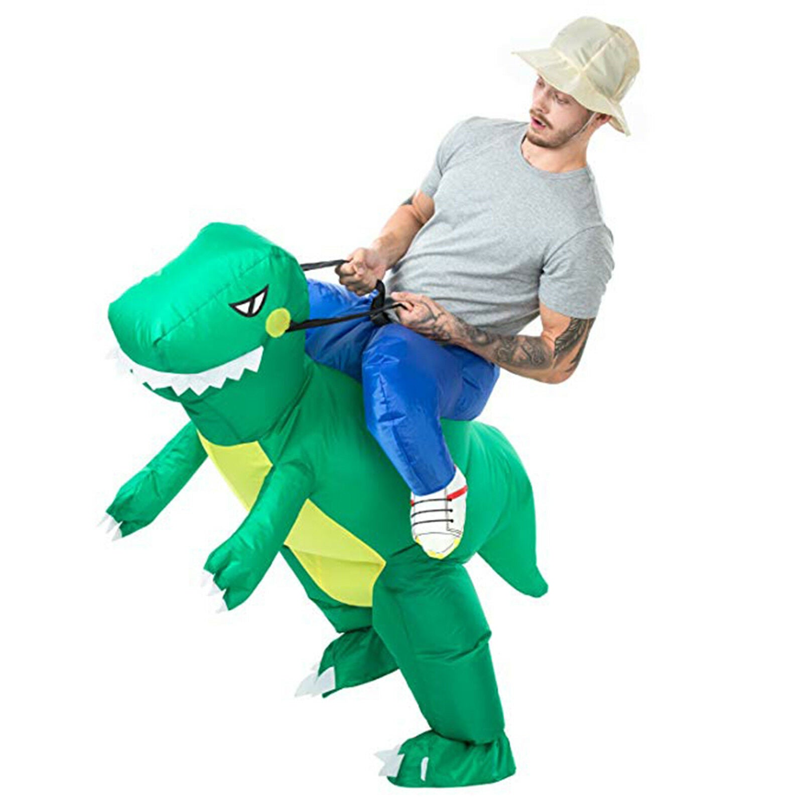 Inflatable Green Dinosaur Rider Costume Suit Fan Costume Dress Party F ...
