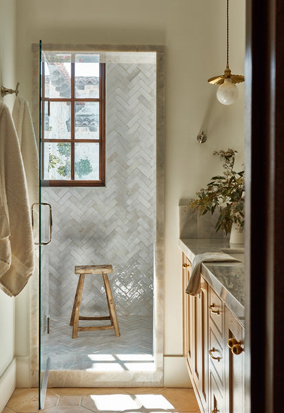 Powder room european luxury bathroom with marble and brass details