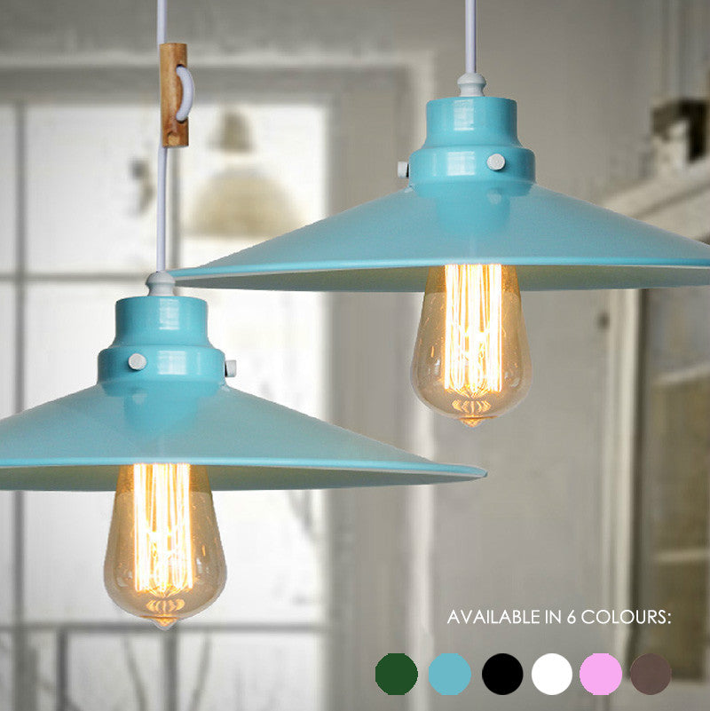 blue industrial pendant light