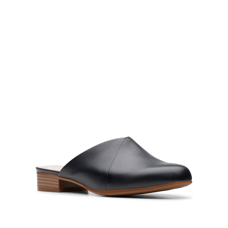 clarks black leather mules