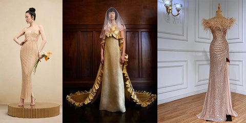 Glimmering Gold Hues Wedding Dresses