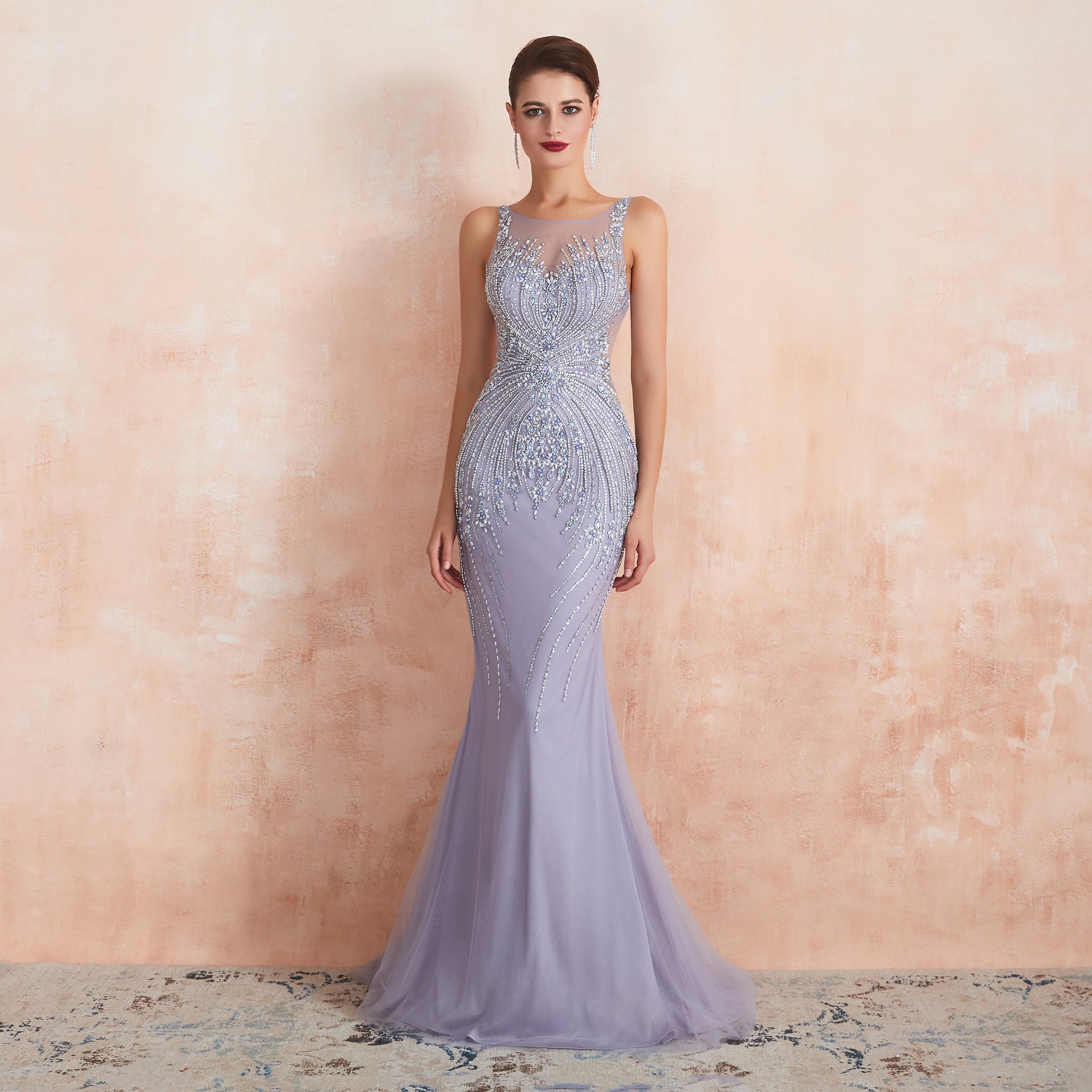 Purple Bedazzled Mermaid Mother of The Bride Dresses