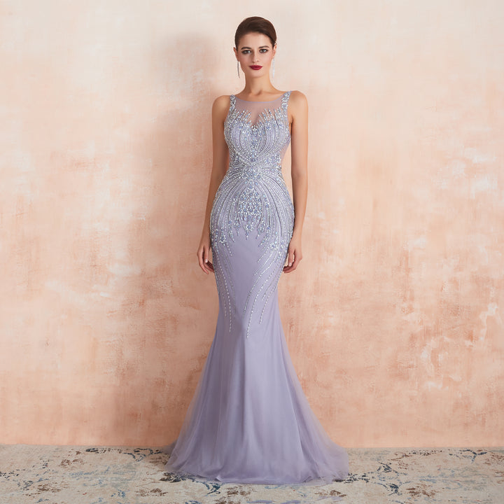 Purple Bedazzled Mermaid Mother of The Bride Dresses